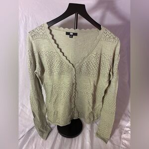 FRYE Seagrass Button Pointelle Stitch Cardigan Sweater